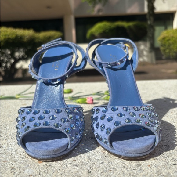 Gucci Swarovski Rhinestone Crystal Stiletto Heels Sandals Sz IT 35 - Picture 10 of 11